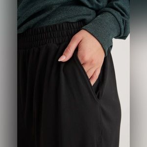 Quince Womens Flowknit High-Rise Boyfriend Jogger Pull On Pockets Black XL